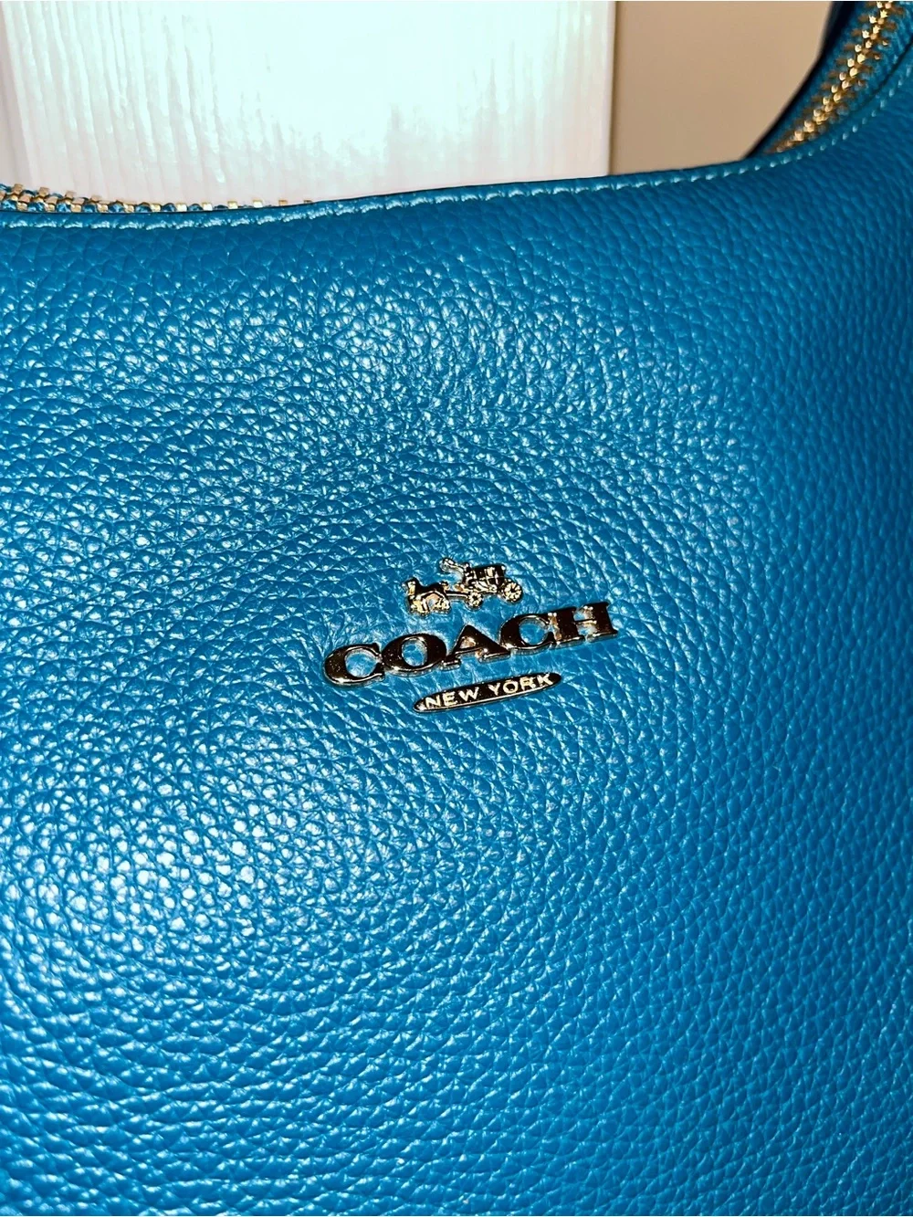 Coach Teal Pebble Leather Hobo with Gold Hardware